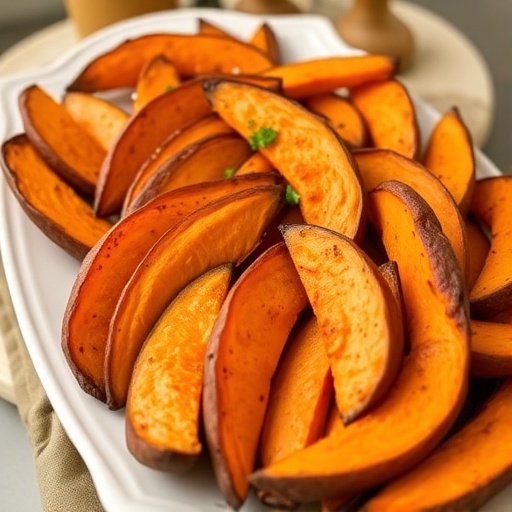 Flavorful Sweet Potato Side Dishes for Dinner 1 Sweet Potato Side Dishes — golden baked sweet potato wedges arranged on a platter, delicious and simple dinner sides