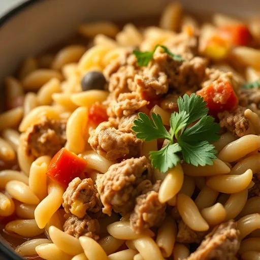 Delicious Turkey Orzo Recipe for Easy Weeknight Dinners 1 A close-up of a colorful bowl of turkey orzo pasta with ground turkey, vegetables, and fresh herbs, ready to be served.
