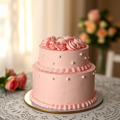 Elegant Vintage Valentine’s Day Cake with Rose Swirls and Classic Charm