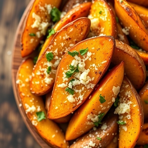 Garlic Parmesan Sweet Potato Wedges Recipe