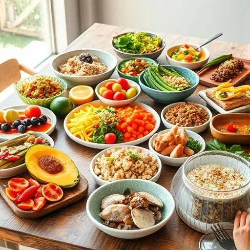 Healthy Food Dishes: Quick & Delicious Meal Ideas 1 A colorful array of healthy food dishes including salads, grilled chicken, quinoa, and fresh vegetables.