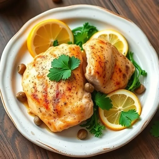 Healthy Mediterranean Chicken Piccata Recipe 1 Mediterranean Chicken Piccata with lemon, capers, and fresh herbs, served on a white plate.