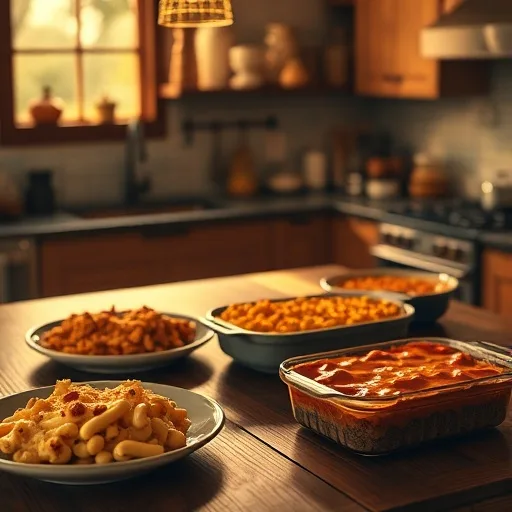 A selection of ultimate comfort food recipes including cheesy lasagna, creamy macaroni and cheese, and a bubbling casserole dish.